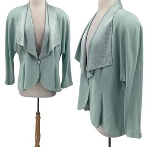 Vintage Daymor Couture Beaded Blazer Lady Jacket Single Button Pastel Mint 16